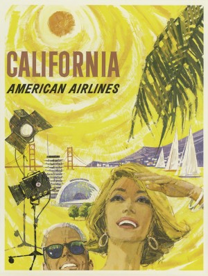 American Airlines California Vintage Travel Poster